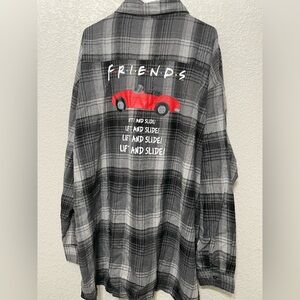 FRIENDS Plaid Black and Gray Men's Long Sleeve Shirt